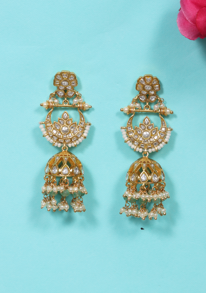 Sobhini White Jadau Kundan Statement Earring