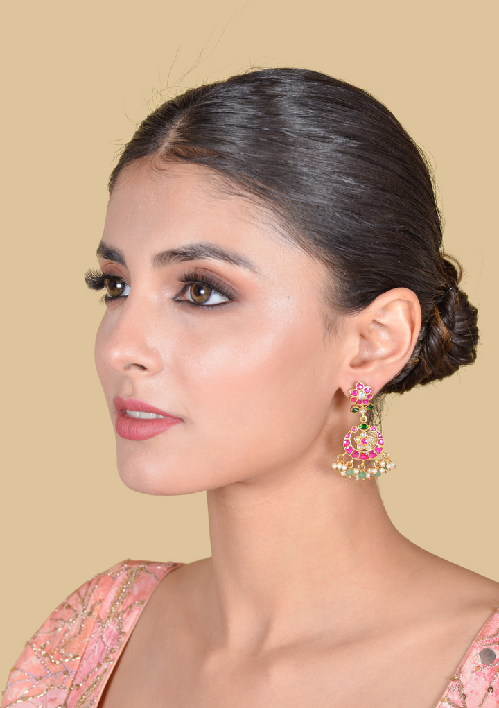 Simple and Classic Real Jadau kundan Chandbali Earrings