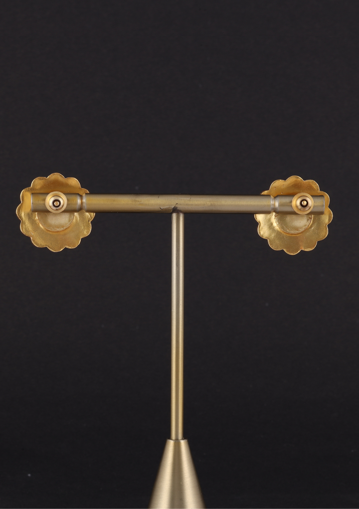 Hema White Jadau Kundan Stud Earring