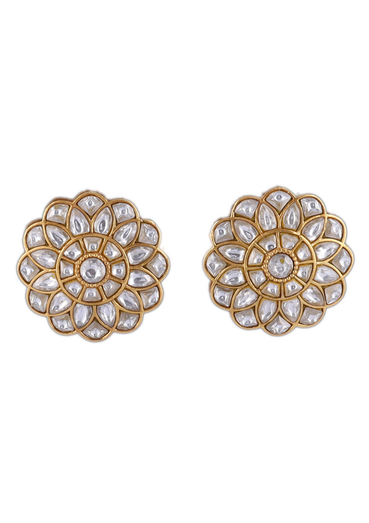 Hema White Jadau Kundan Stud Earring