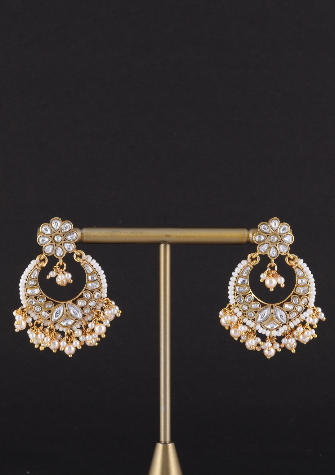 Manjari White Jadau Kundan Chandbali Earring