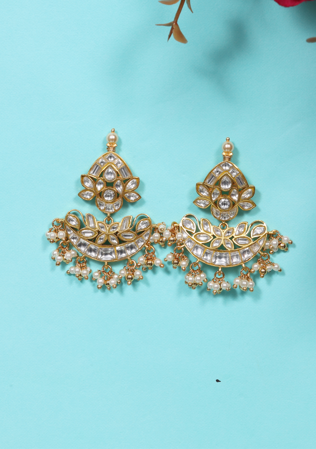 Lambika White Jadau Kundan Earring
