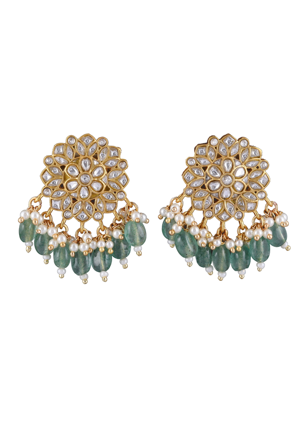 Vaijayanti White Jadau Kundan Stud Earring