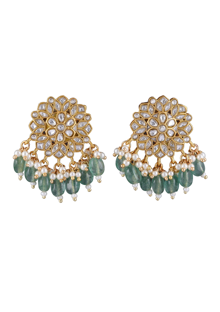 Vaijayanti White Jadau Kundan Stud Earring