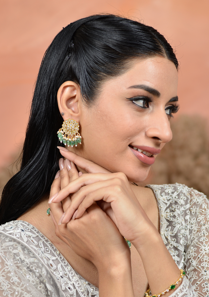 Vaijayanti White Jadau Kundan Stud Earring