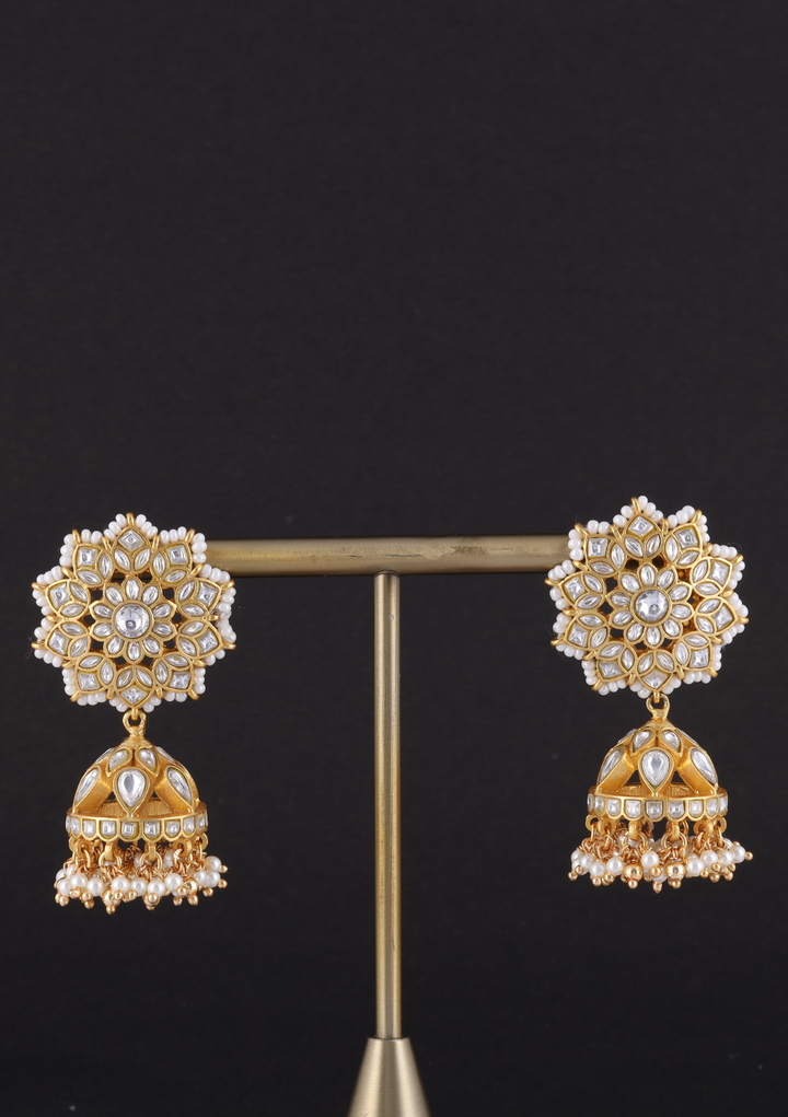 Madhulika White Jadau Kundan Jhumka Earring
