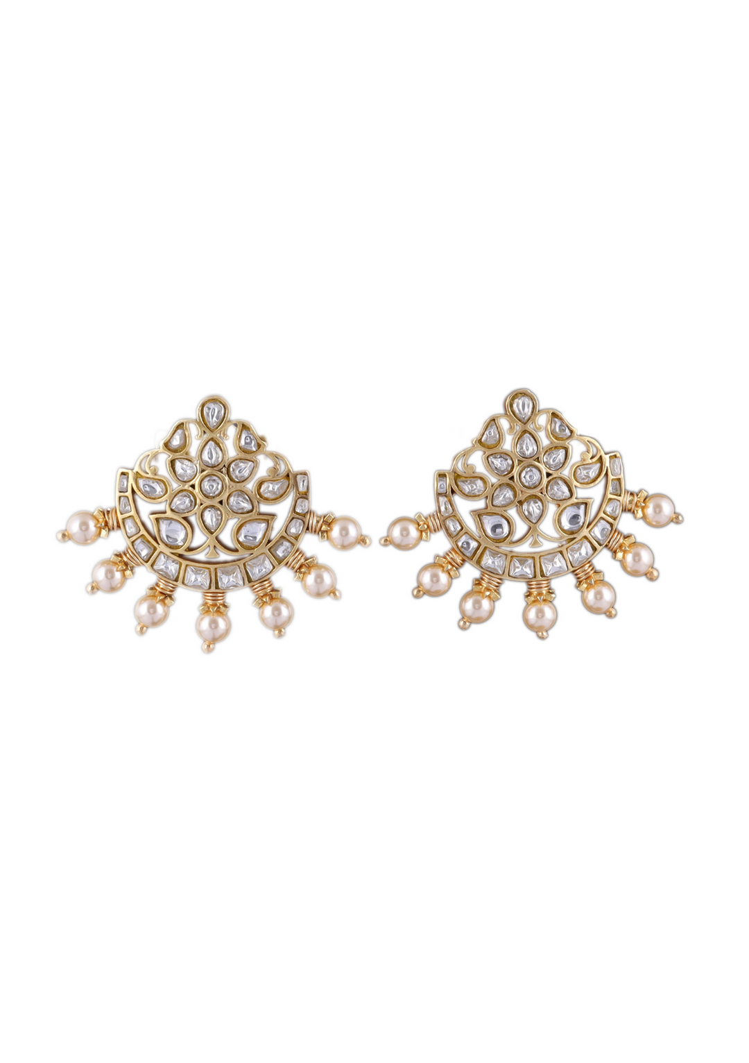 Mandakini White Jadau Kundan Stud Earring