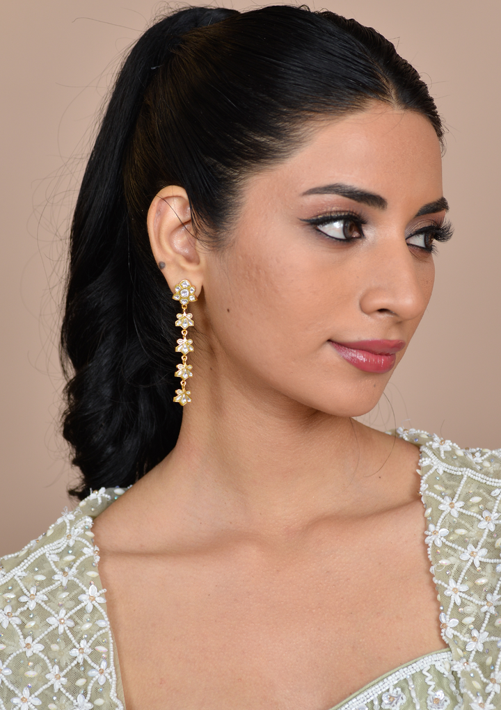 Rohini White Jadau Kundan Elegant Earring