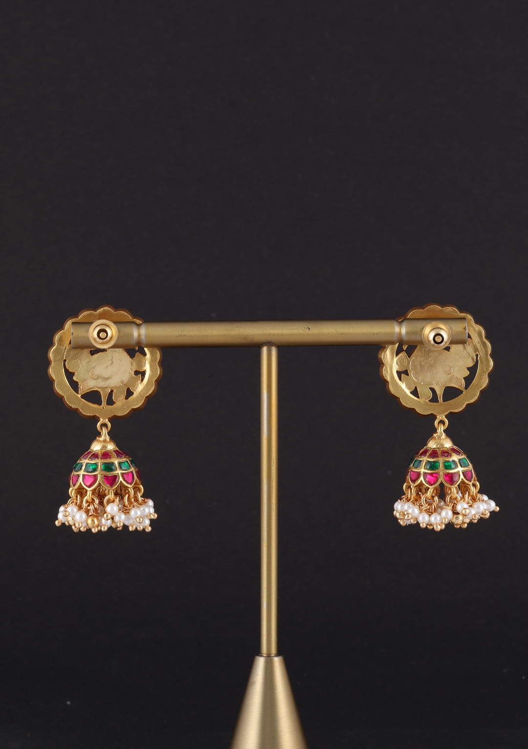 Vamika Jadau Kundan Designer Peacock Jhumka Earring