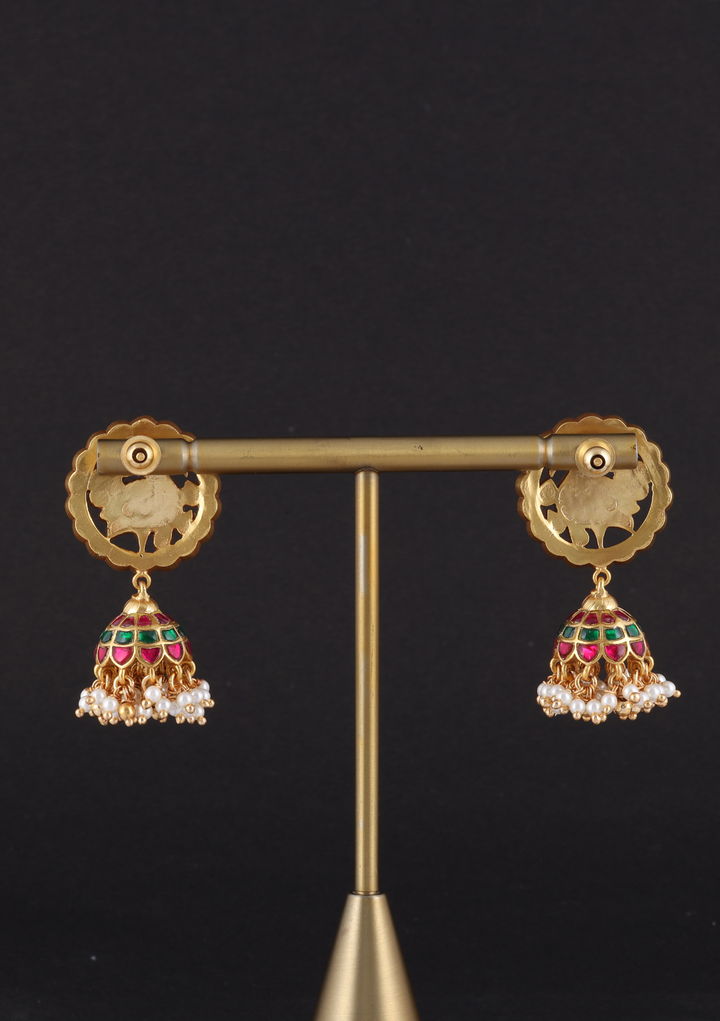 Vamika Jadau Kundan Designer Peacock Jhumka Earring