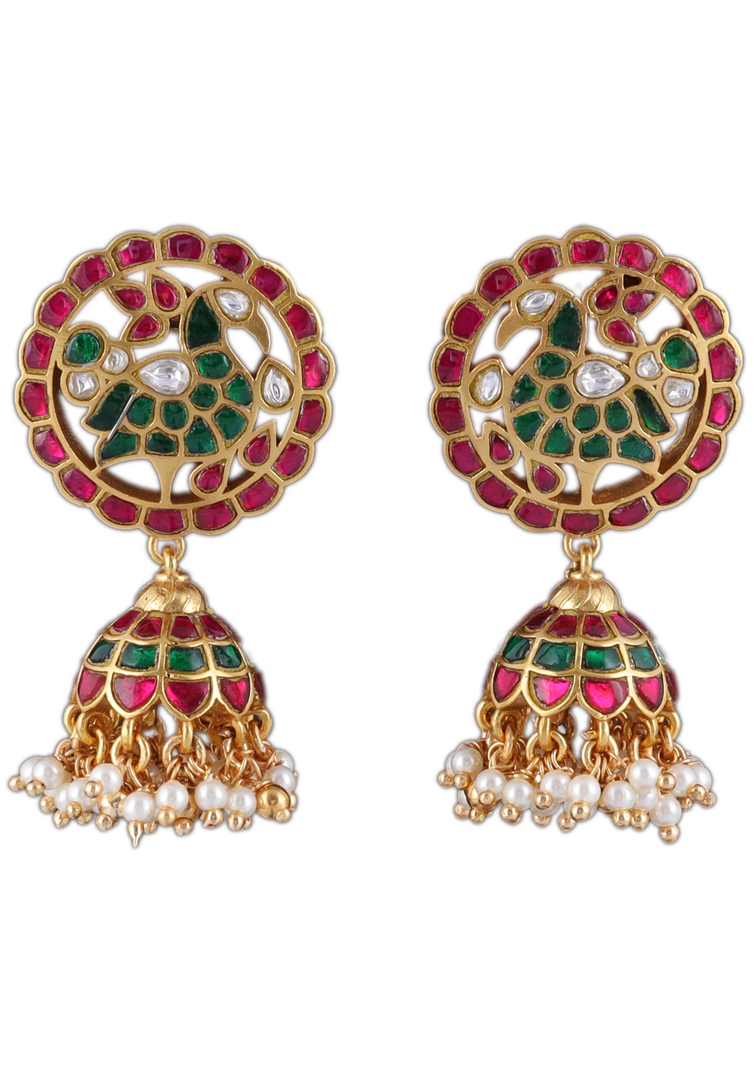 Vamika Jadau Kundan Designer Peacock Jhumka Earring