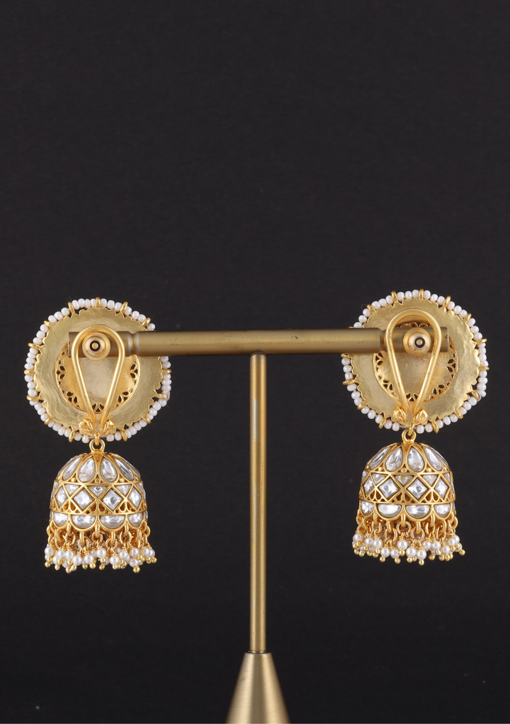 Devisha White Jadau Kundan Jhumka Earring