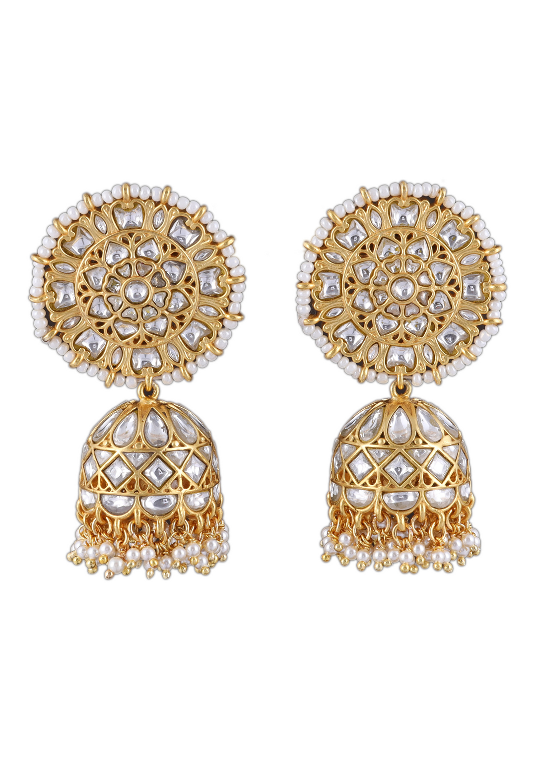 Devisha White Jadau Kundan Jhumka Earring