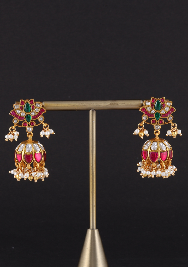 Trisha Jadau Kundan Lotus Jhumka Earring
