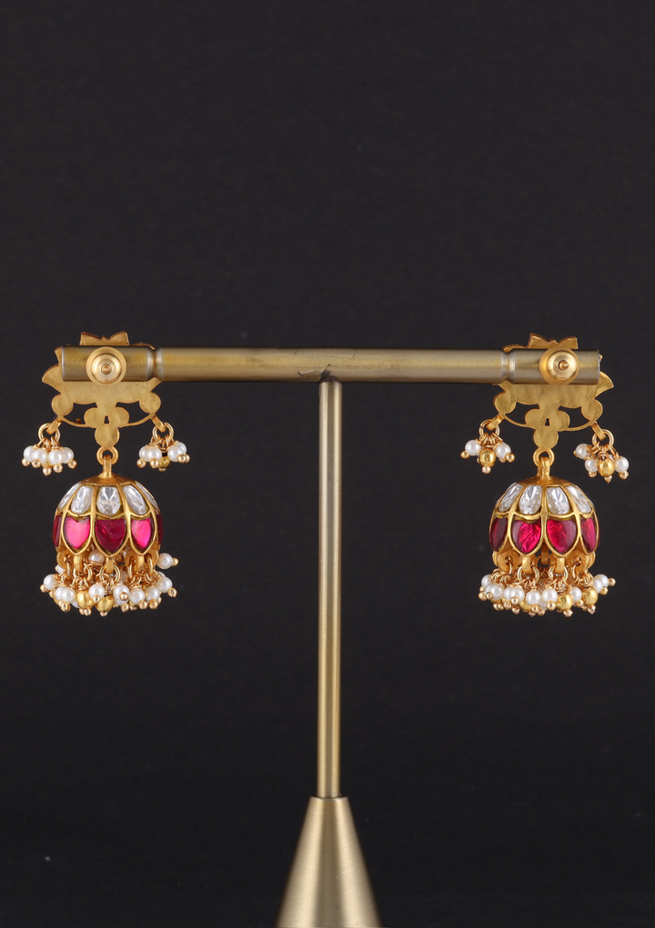 Trisha Jadau Kundan Lotus Jhumka Earring