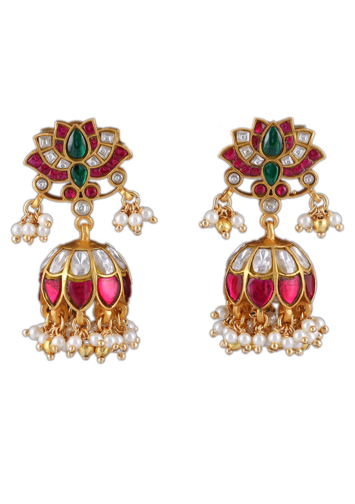 Trisha Jadau Kundan Lotus Jhumka Earring