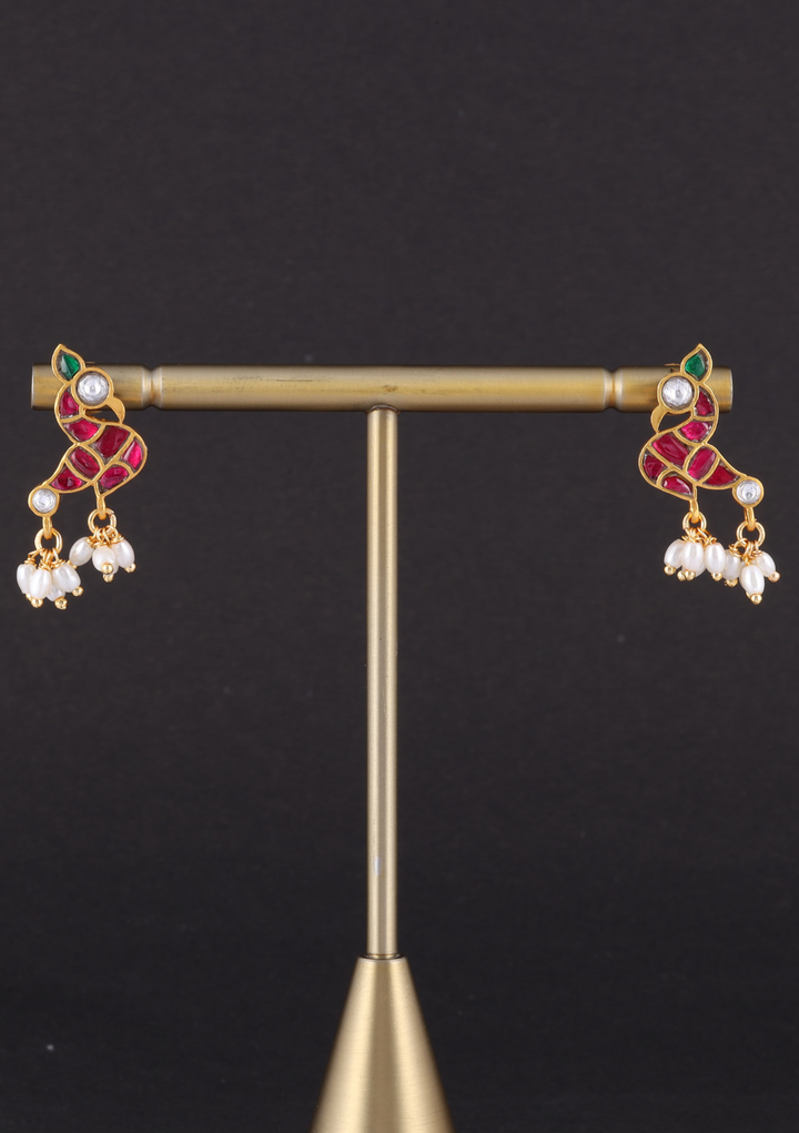 Menka Jadau Kundan Peacock Earring