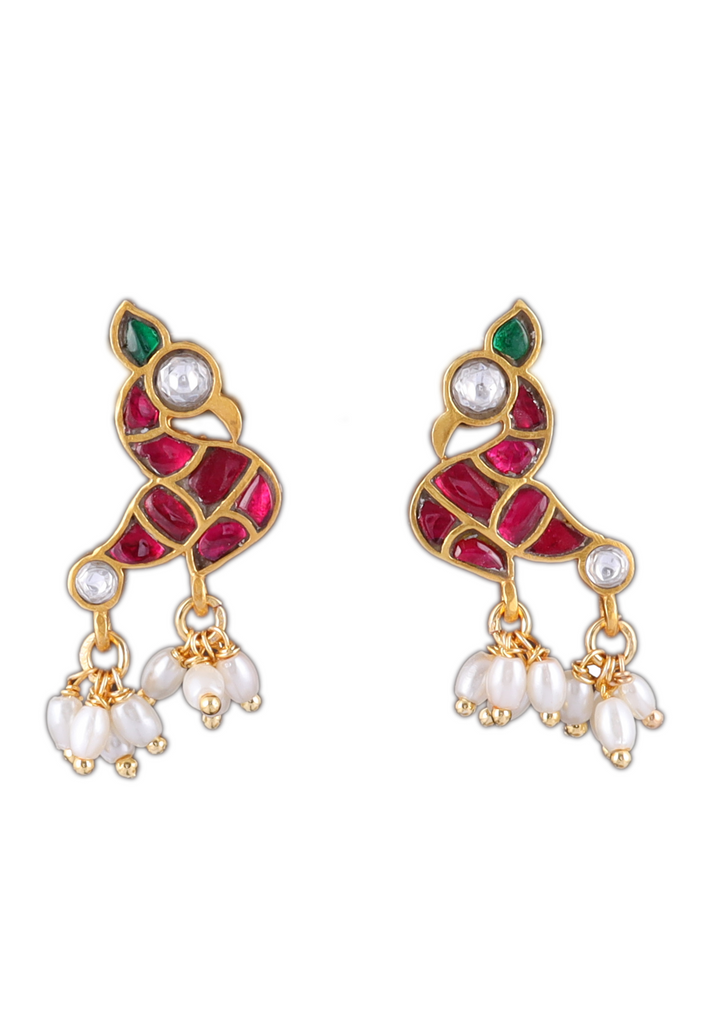 Menka Jadau Kundan Peacock Earring