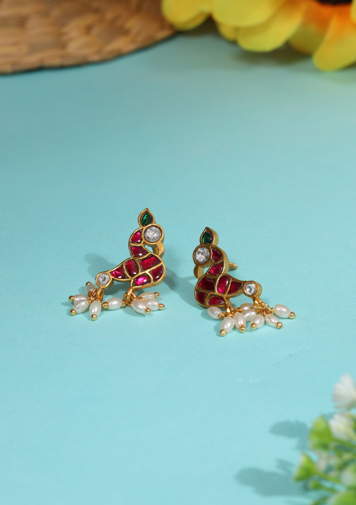 Menka Jadau Kundan Peacock Earring
