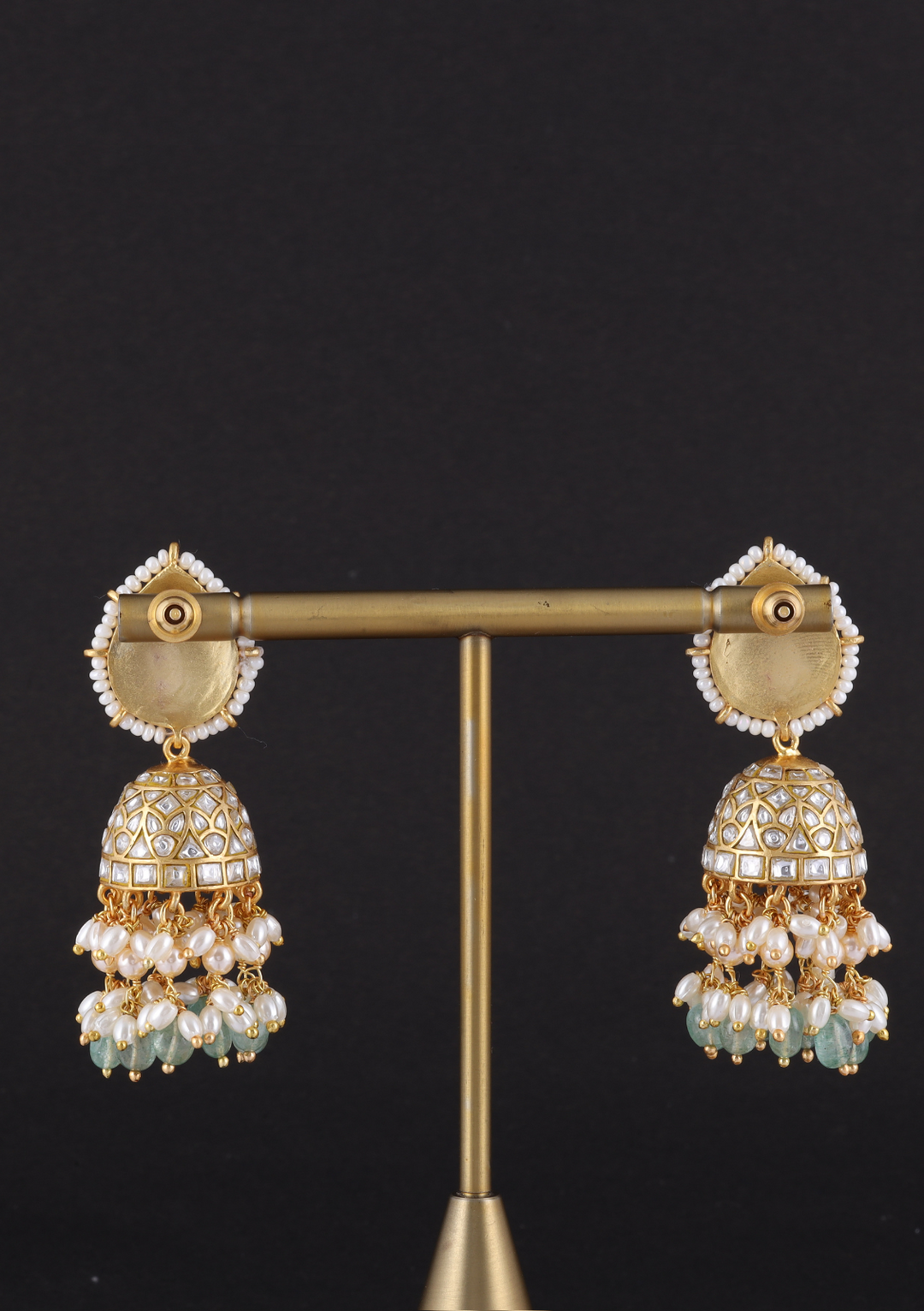 Aparajita White Jadau Kundan Heavy Bridal Jhumka Earring