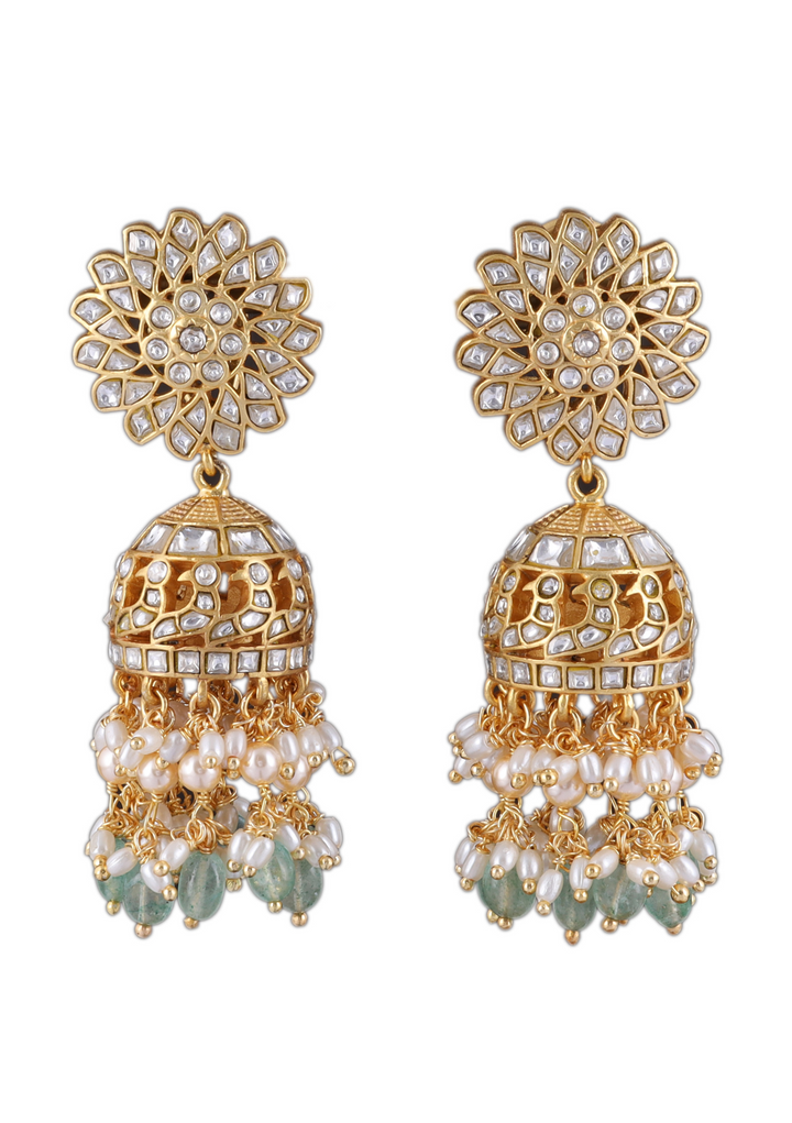 Prakruti White Jadau Kundan Bridal Jhumka Earring