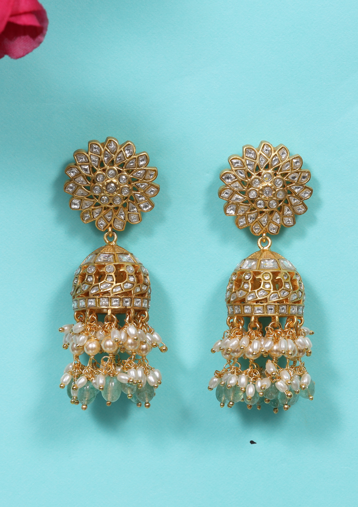 Prakruti White Jadau Kundan Bridal Jhumka Earring