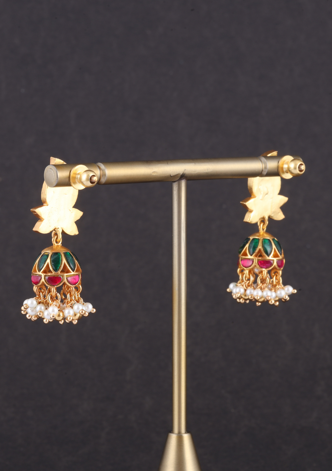 Mango Motif Jadau Kundan Jhumka Earrings with Pearls