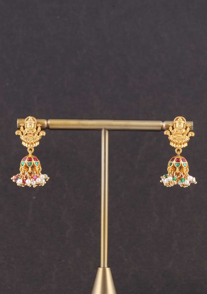 Lakshmi Nakshi Jadau Kundan Simple Jhumka Earrings