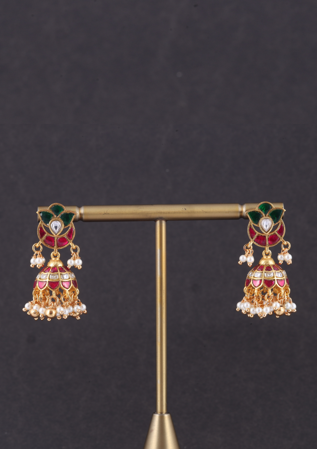 Cute Designer Jadau Kundan Jhumka Earrings with Pearl beads Hangings