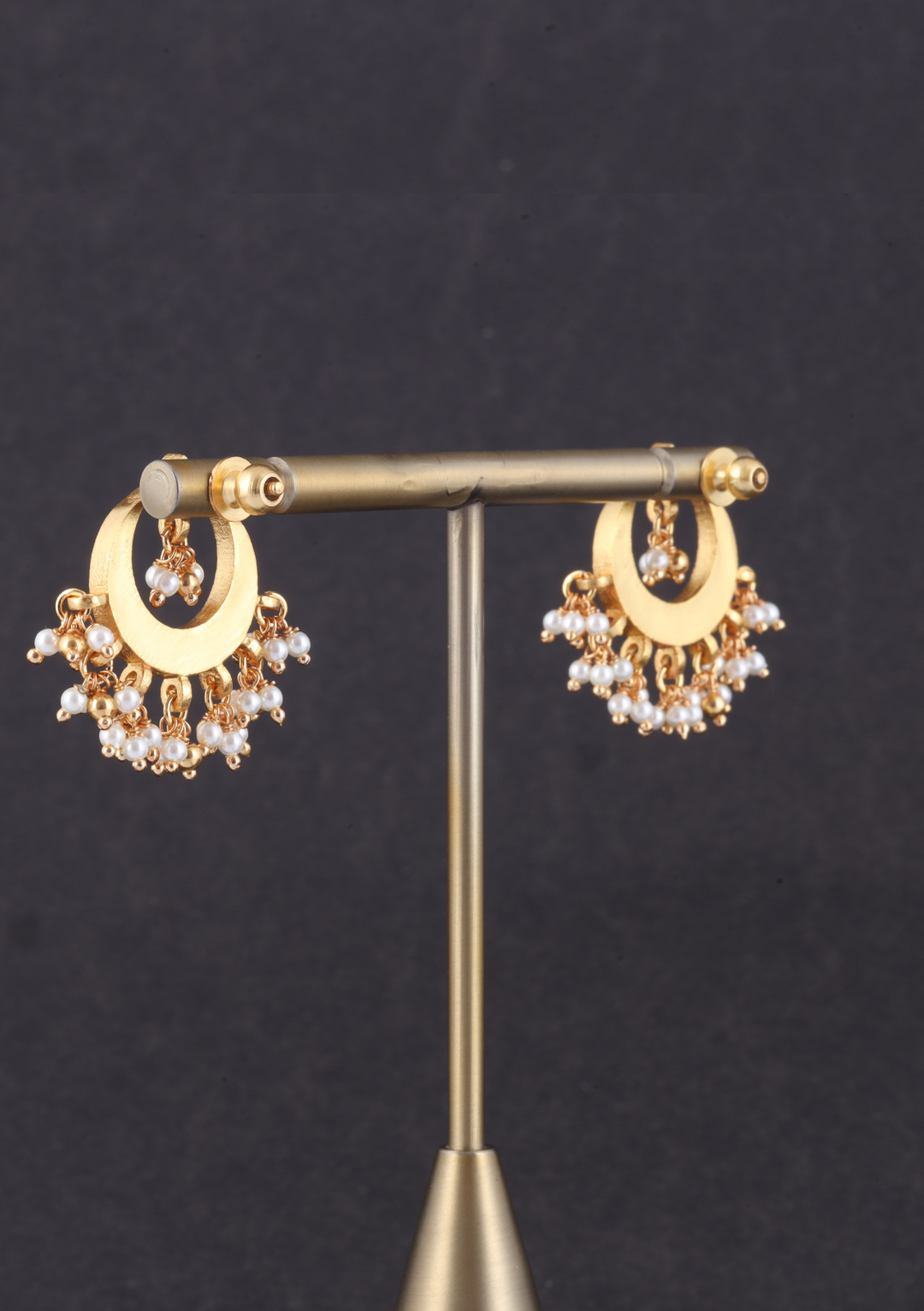 Elegant Jadau Kundan Designer Chandbali Earrings with Pearls Hangings
