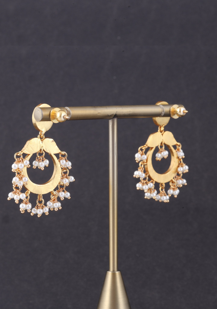 Beautiful Designer Jadau Kundan Classic Earrings with Pearl Beads Hangings