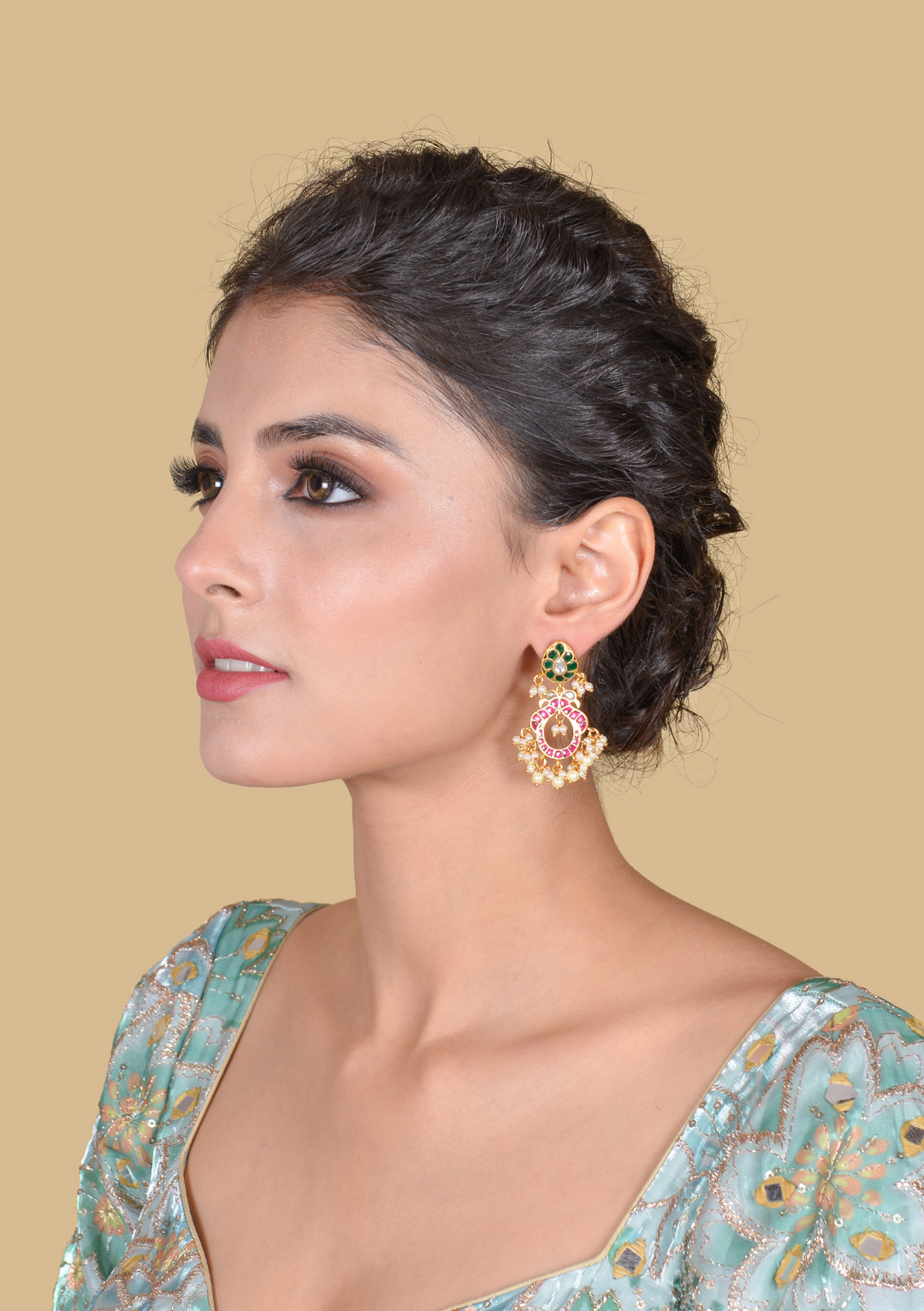Trendy Jadau Kundan Designer Earrings with Pearl Beads Hangings