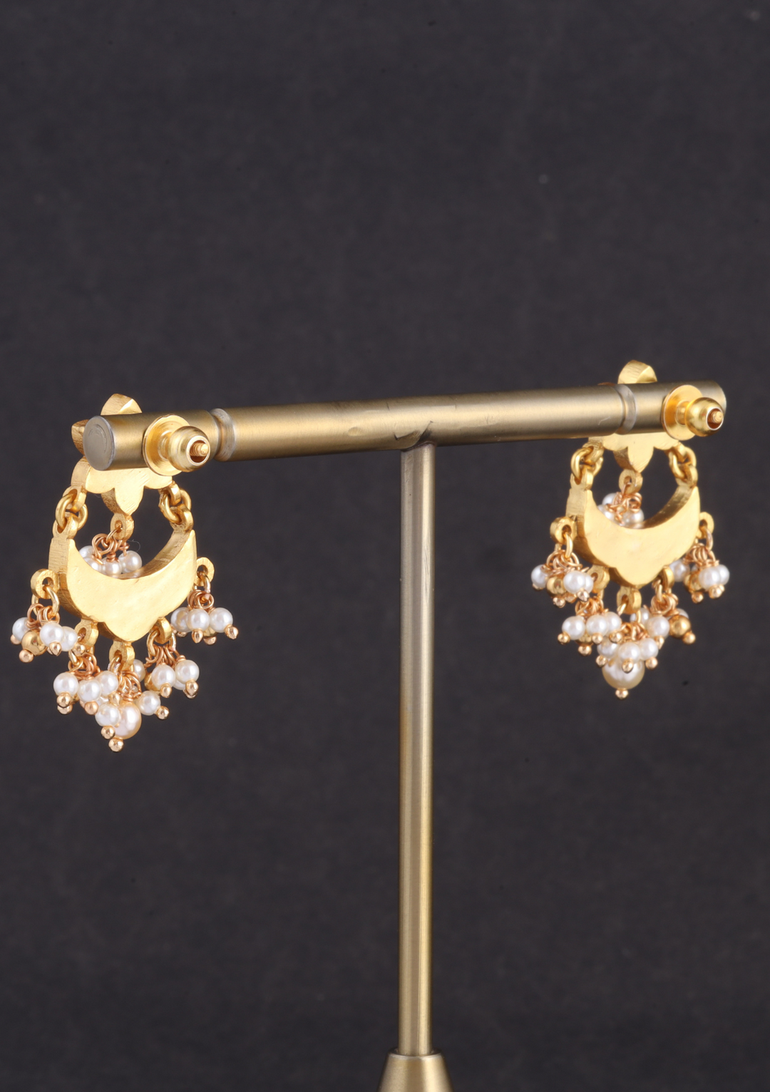 Simple and Cute Designer Floral Chandbali Earrings with Pearl Beads Hangings