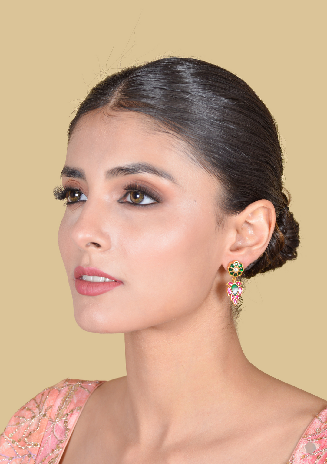 Elite Floral Pattern Jadau Kundan Earrings