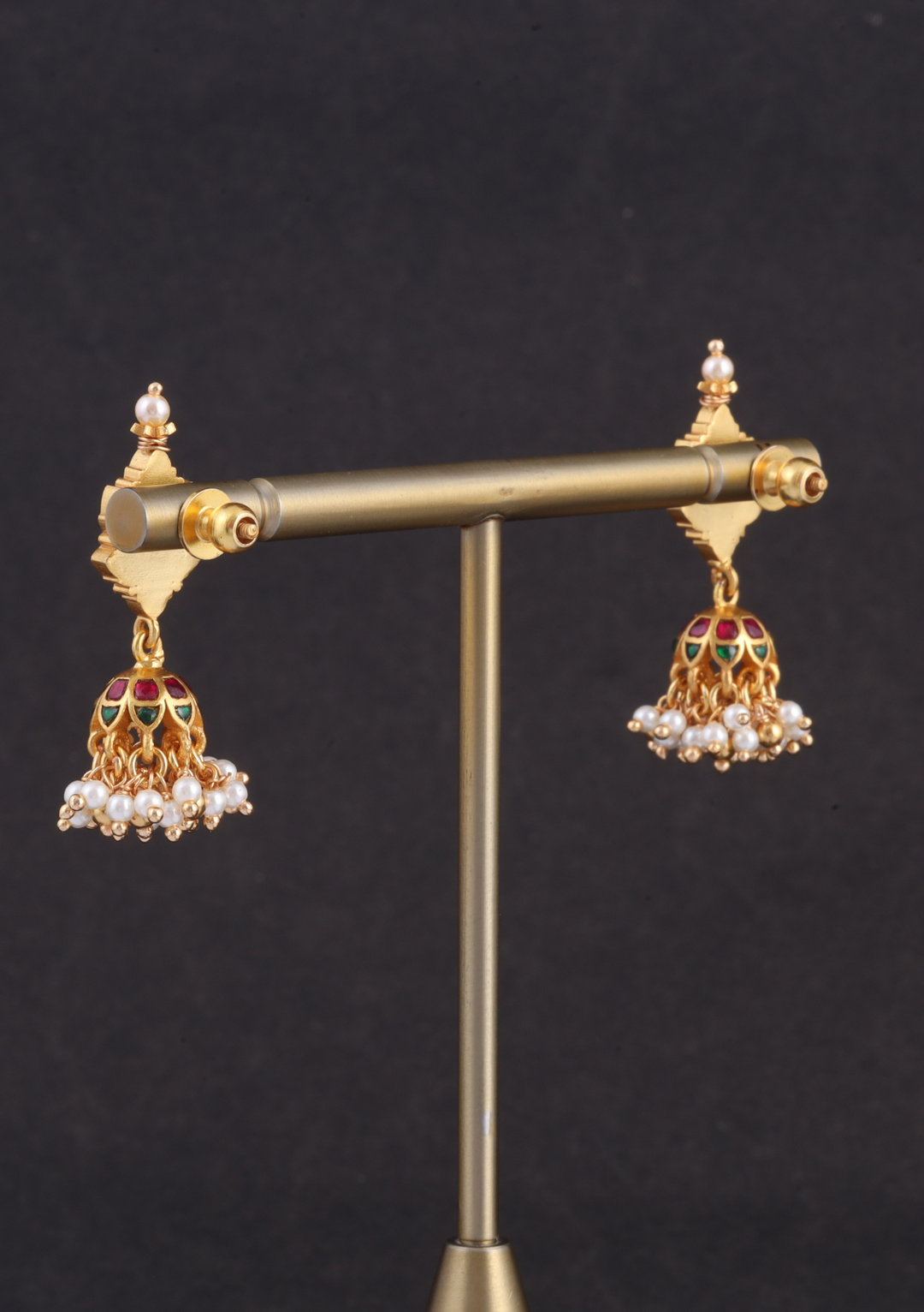 Classy Jadau Kundan Floral Jhumka Earrings with Pearl Hangings