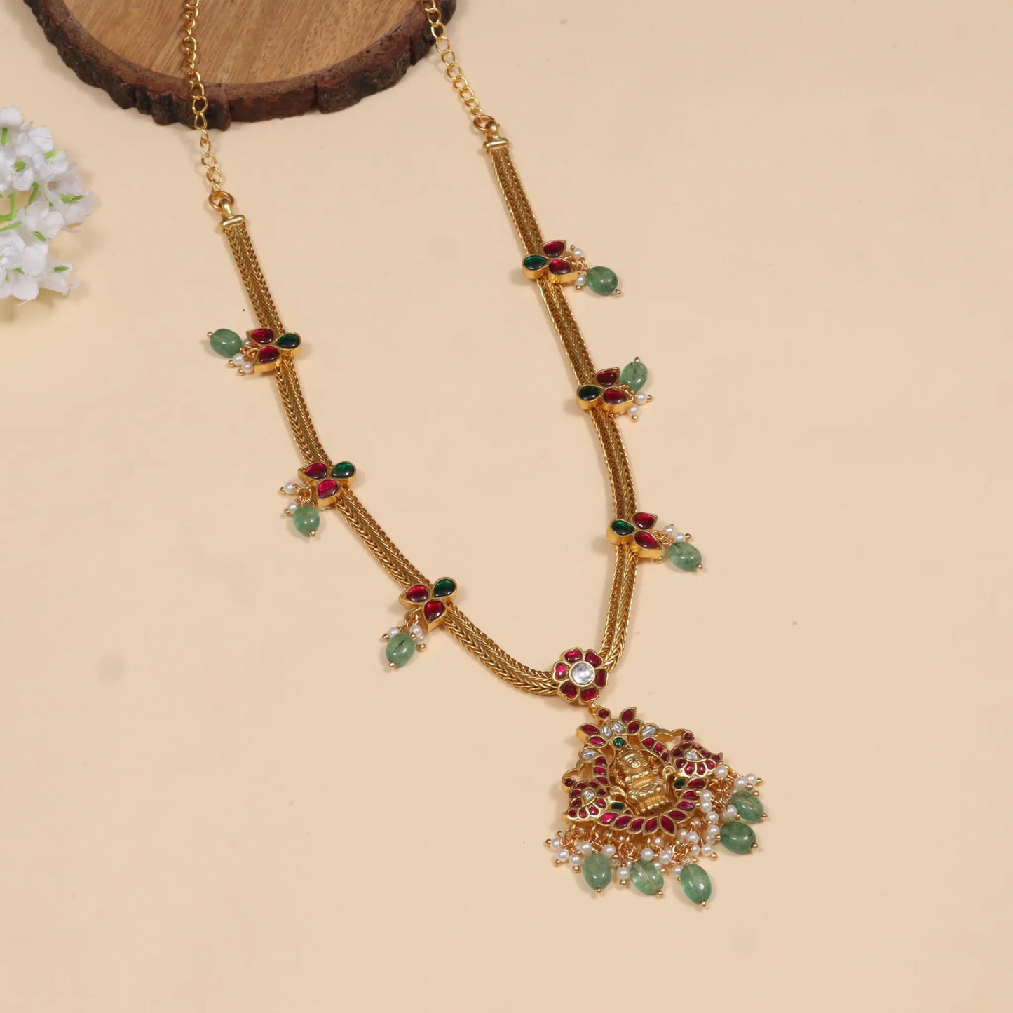 Exquisite Divine Lakshmi Jadau Kundan Short Necklace