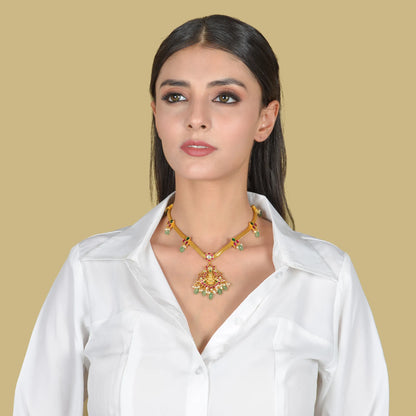 Exquisite Divine Lakshmi Jadau Kundan Short Necklace