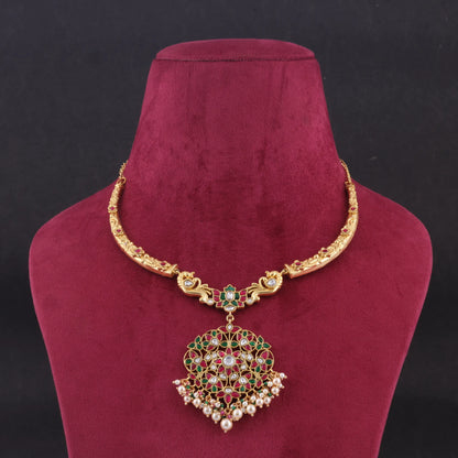 Delicate Jadau Kundan Designer Hasli Necklace