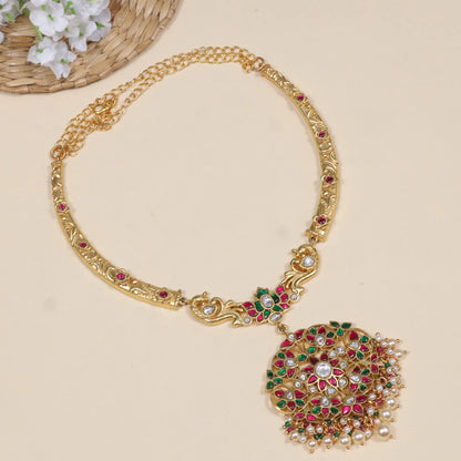 Delicate Jadau Kundan Designer Hasli Necklace