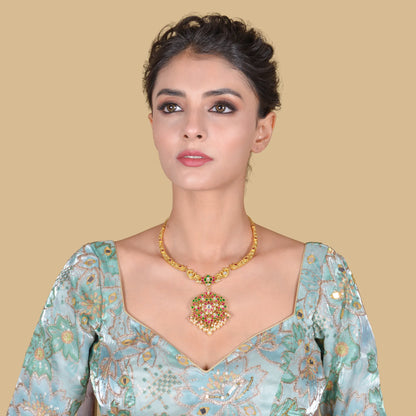 Delicate Jadau Kundan Designer Hasli Necklace