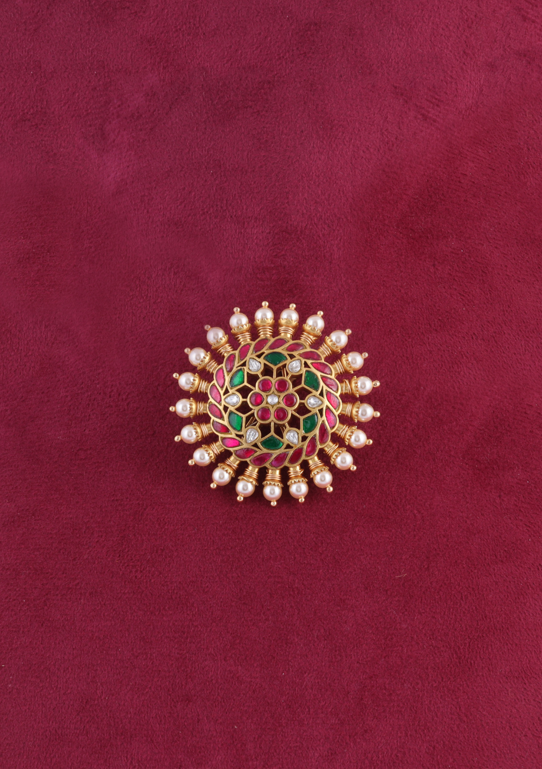 Beautiful Elegant Floral Jadau Kundan Hair Pin with Pearls