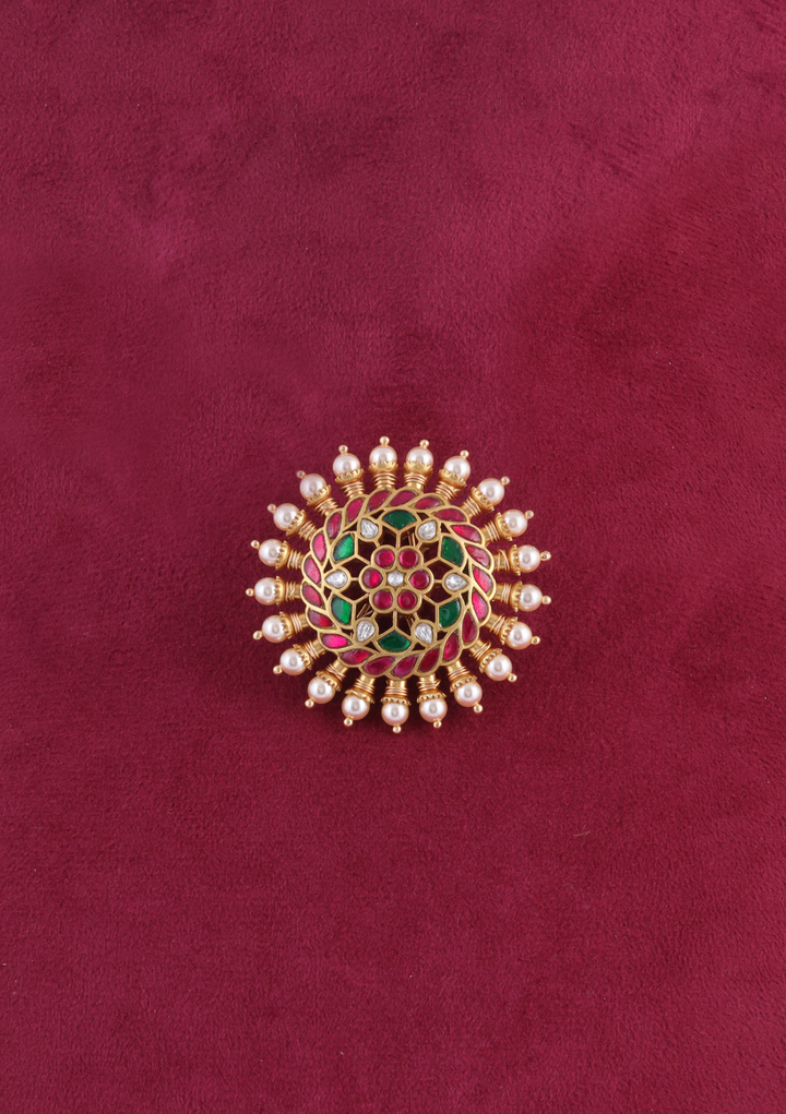 Beautiful Elegant Floral Jadau Kundan Hair Pin with Pearls