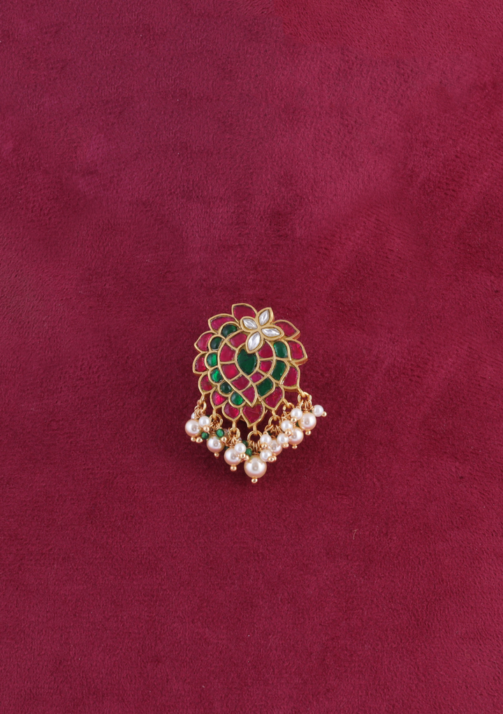 Beautiful Jadau Kundan Designer Hair Pin with Pearl Hangings