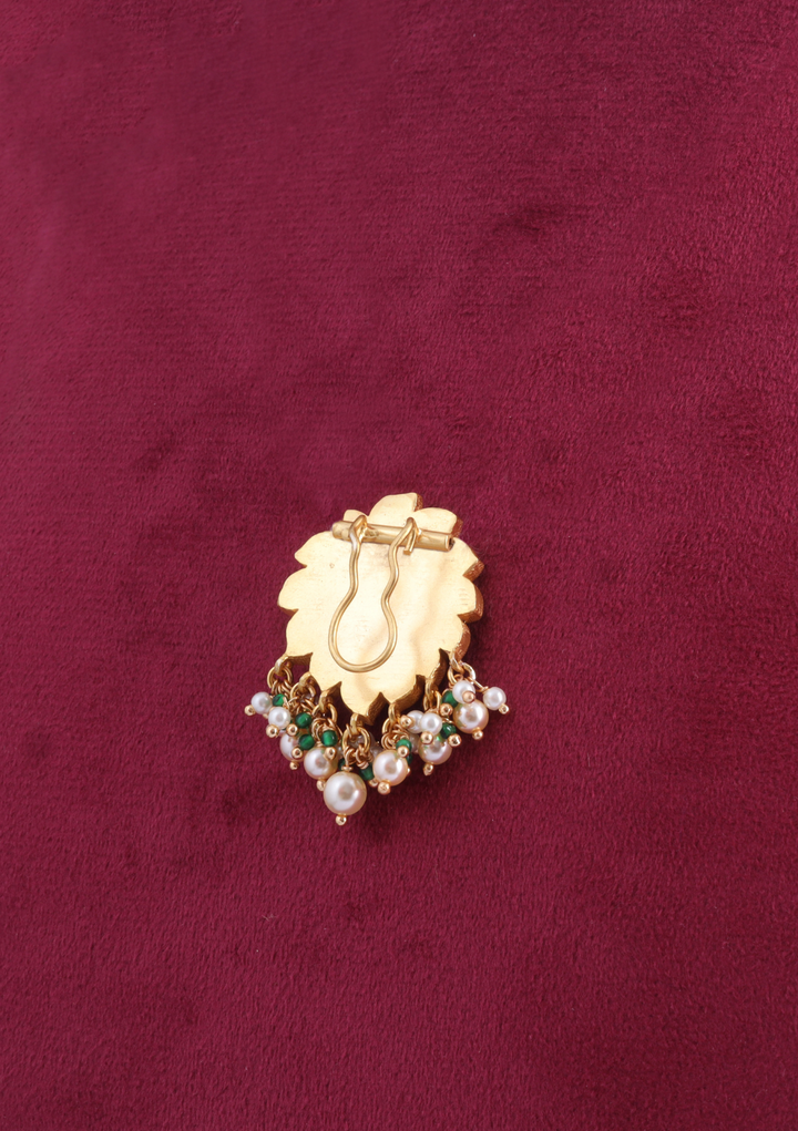 Beautiful Jadau Kundan Designer Hair Pin with Pearl Hangings