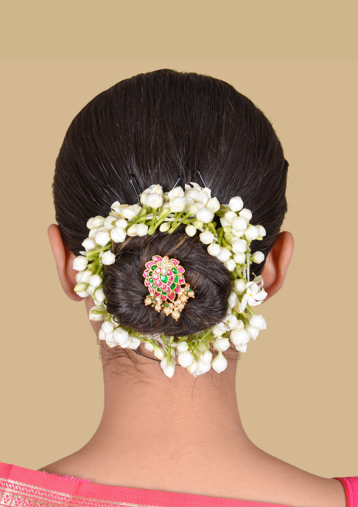 Beautiful Jadau Kundan Designer Hair Pin with Pearl Hangings