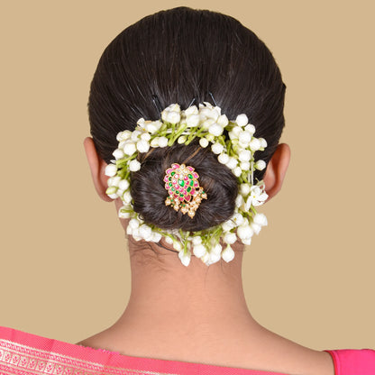 Beautiful Jadau Kundan Designer Hair Pin with Pearl Hangings