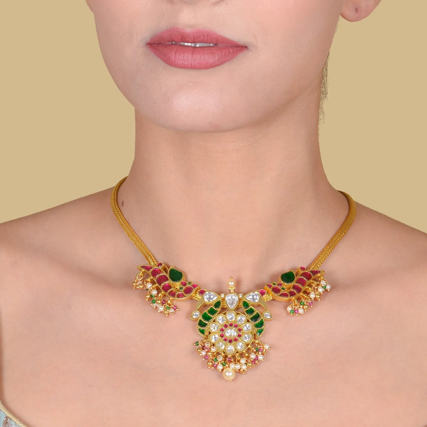 Classic and Stylish Jadau Kundan Short Choker Necklace