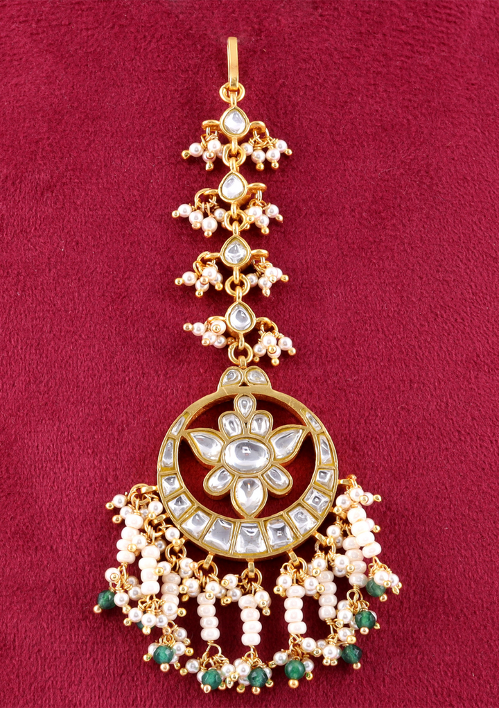 Ambika Designer White Jadau Kundan Maangtikka