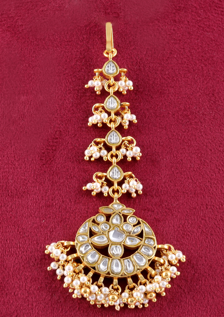 Dharini Designer White Jadau Kundan Maangtikka
