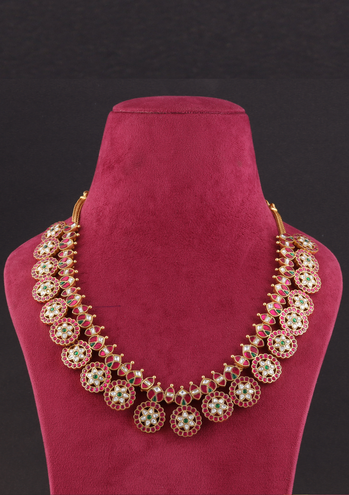 Charulata Jadau Kundan Red Bottumala Necklace